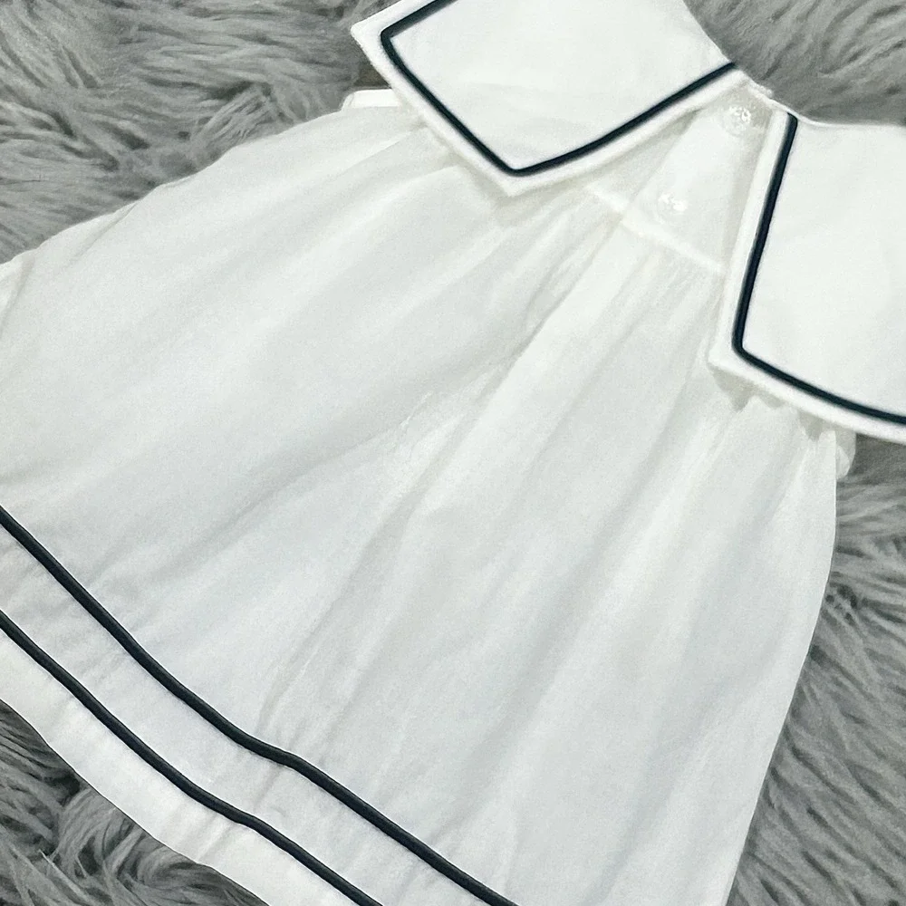 Cuclie Baby Pima Cotton Girls White Nautical Dress Size 0/3 Month NEW‎